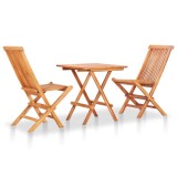 VidaXL Set mobilier de bistro pliabil, 3 piese, lemn masiv de tec