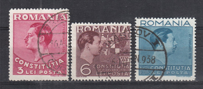 ROMANIA 1938 LP 124 CONSTITUTIA SERIE STAMPILATA