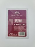 Set tipsuri din gel, 240 bucati, 12 marimi, forma patrat mediu