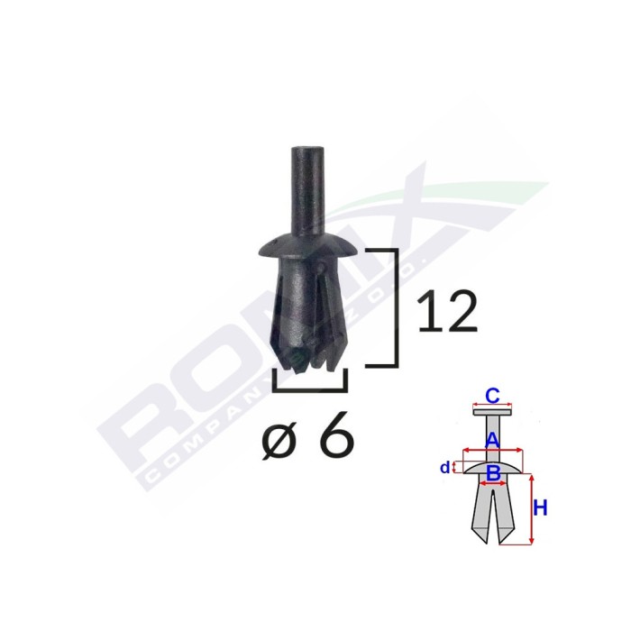 CLIPS FIXARE ELEMENTE EXTERIOARE PENTRU OPEL 8X12MM - NEGRU SET 10 BUC 61843