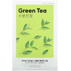 Masca de fata cu extract de ceai verde, efect de hidratare și detoxifiere, Missha Airy Fit Sheet Mask Green Tea, 19g