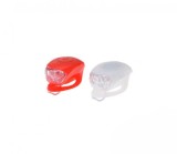 Set Far si Stop Bicicleta Silicon Alb/Rosu Licurici LED 2 Moduri, Montare Usoara, Baterii Incluse