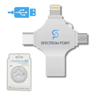 Stick USB 512GB, 4-in-1 USB 3.0 + Type-C + MicroUSB + Lightning, Transfer Ultra Rapid, Plug &amp;amp; Play, Backup Foto si Video, Compatibil Android, iPhone, foto