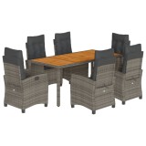 Cumpara ieftin Set mobilier de gradina cu perne, 7 piese, gri, poliratan