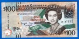 (1) BANCNOTA EASTERN CARRIBBEAN - 100 DOLLARS, STARE FOARTE BUNA, NOMINAL MARE