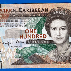 (1) BANCNOTA EASTERN CARRIBBEAN - 100 DOLLARS, STARE FOARTE BUNA, NOMINAL MARE