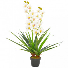 Plantă Artificială Orhidee Cu Ghiveci Alb 90 cm 280168