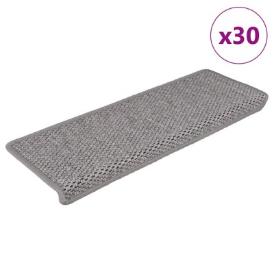 vidaXL Covorașe autoadezive scări, 30 buc., argintiu, 65x21x4cm, sisal 3365883 foto