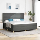 Cumpara ieftin Pat cu arcuri cu saltea Gri 200 x 200 cm țesătură