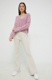 Abercrombie &amp; Fitch cardigan din amestec de lana femei, culoarea violet