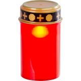 Candela funerara MagicHome cu LED, rosie, 12 cm, baterii incluse