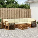 vidaXL Set de canapele de exterior cu pernă 8 pcs Natural și Crem 3384141