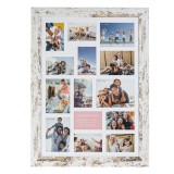 Rama foto decorativa, Callena, model brushed, lemn, tip colaj, alb, 60 x 80cm
