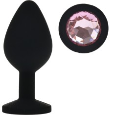 Dop Anal Silicone Buttplug, Medium, Negru/Roz Deschis, Guilty Toys