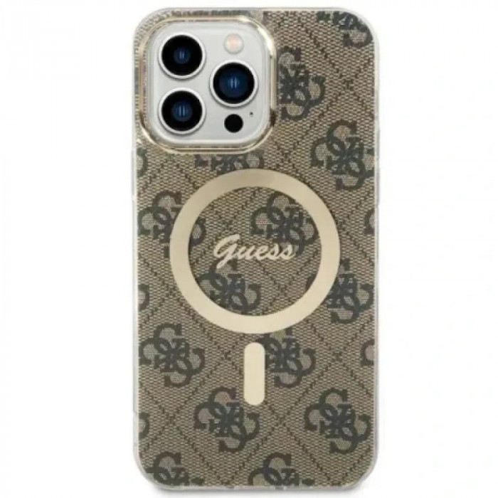 Husa Guess 4G IML MagSafe pentru iPhone 14 Pro Max Brown