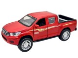 Mașinuță metalică Toyota Pickup 4x4 roșie cu lumini sunete uși deschizabile și mecanism cu resort