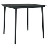 Cumpara ieftin Masa de bucatarie de gradina, negru, 80x80x74 cm, otel/sticla