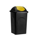 Cos Gunoi Plastic 60L Negru/Galben cu Capac Glisant - Ideal Curatenie si Menaj