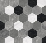 Cumpara ieftin Linoleum Rezidential Antiderapant Clasa 21, Belgia, Model Pembroke 909M, Design Hexagonal, Suport Spuma, Grosime 2.3 mm, Imitatie Piatra, Alb, Gri, Ne