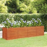 Strat inaltat gradina Gossi, 320x80x77 cm, otel corten ruginium, jardiniera legume flori, rezistent intemperii