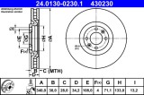 Disc frana ATE 24.0130-0230.1 Citroen DS Peugeot 308 I CC DS4 DS5