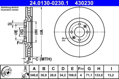 ATE 24.0130-0230.1 Disc frana foto
