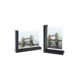 Cadre foto pachet cu 2 bucăți &icirc;n formă de L din MDF cu sticlă temperată pe ambele fețe 13x18cm &ndash; Negru vintage