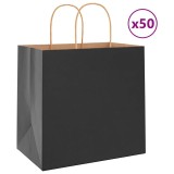 Cumpara ieftin Pungi de h&acirc;rtie 50 buc cu m&acirc;nere negre 26x17x25 cm