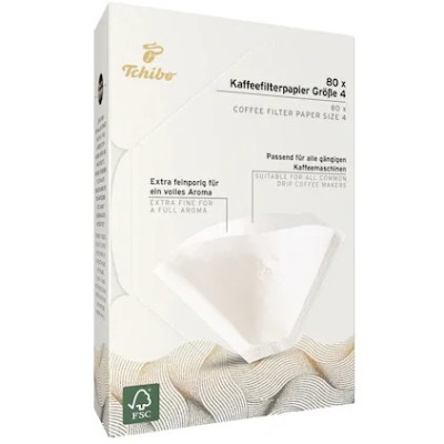 Filtre albe, hartie, pentru cafetiere, marimea 4, 80 buc, FSC Mix foto