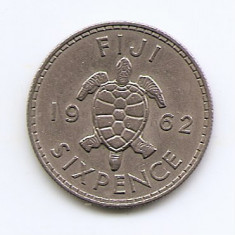 Fiji 6 Pence 1962 - Elizabeth II, Cupru-nichel, B11, 19.5 mm KM-19 (3)
