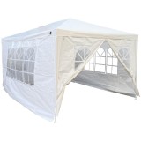 Pavilion gradina cu 4 pereti si ferestre, structura metalica, 300x400x250 cm, alb Household NewTrend