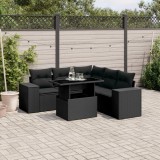 Cumpara ieftin Gossi set mobilier de gradina cu perne, 6 piese, negru, poliratan