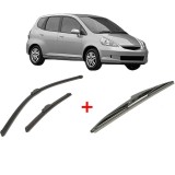 Cumpara ieftin Set 3 stergatoare HONDA JAZZ II (GD_, GE3, GE2) din 2002 - 2008, pentru parbriz si luneta fata si spate auto, Bosch Twin, din cauciuc siliconat rezist