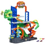 Garaj Hot Wheels City T-Rex Suprem cu 2 masinute incluse