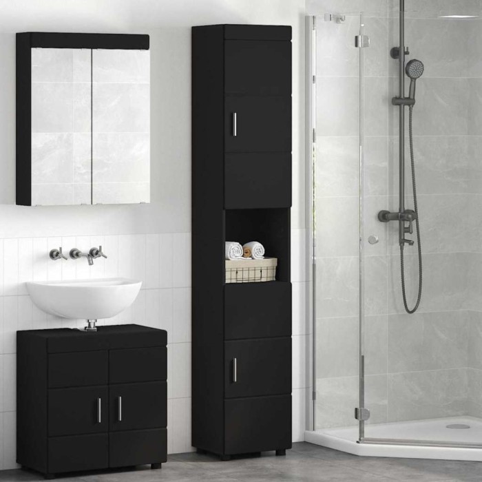 vidaXL Dulap de Baie TULUM Negru 37 x 31.5 x 203 cm Lemn compozit 880352