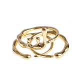 Set 3 inele aurii cu aspect topit