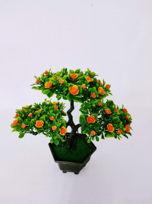 Copăcel artificial flori portocalii foto
