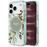 Husa MagSafe pentru Apple iPhone 18 Pro Max / 17 Pro Max, Guess, IML Flower &amp; Tonal Circle, Verde