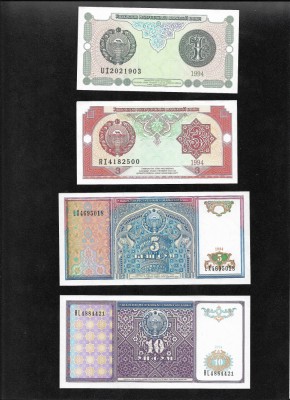 Set Uzbekistan 1 + 3 + 5 + 10 + 25 + 50 + 100 + 200 + 500 + 1000 sum unc foto