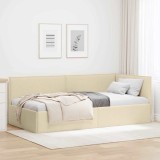 vidaXL Cadru de pat colțar cu headboard Crem 80 x 200 cm țesătură