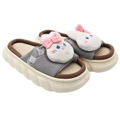 Papuci Pillow Slipper Cloud Kitty Anti-Derapanti cu Bordura si Talpa din Spuma Foarte Usori, Gri, 36-37