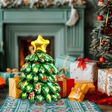 Balon de Craciun 3D - 360 - folie de aluminiu - brad - 38 x 34 cm