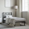 Cadru Pat Metalic vidaXL Negru 75x190 cm cu Tăblie, Spațiu Depozitare, Suport Saltea, Design Robust