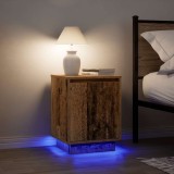 VidaXL Noptiere cu lumini LED 2 buc Lemn vechi 38x34x50 cm
