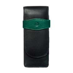 Etui de piele TG32 negru-verde, pentru 3 instrumente de scris