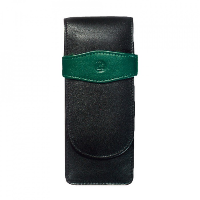 Etui de piele TG32 negru-verde, pentru 3 instrumente de scris