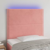 Cumpara ieftin Tăblie de pat cu LED, roz, 80x5x118/128 cm, catifea