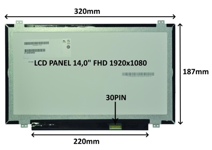 Display Laptop, Acer, TravelMate TMP449-M, TMP449-MG, TMP449-G2-M, TMP449-G2-MG, 14 inch, Slim, FHD, 1920x1080, IPS, 320mm latime, 30 pini