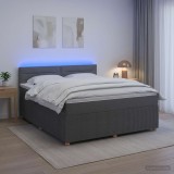 Cumpara ieftin Pat boxspring cu saltea Gri inchis 160 x 200 cm Tesatura