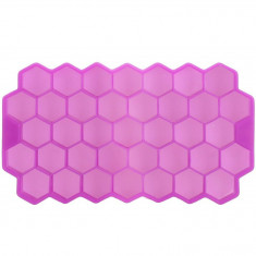 Tava cuburi de gheata, Silicon, Forma hexagon, 37 cuburi, Mov